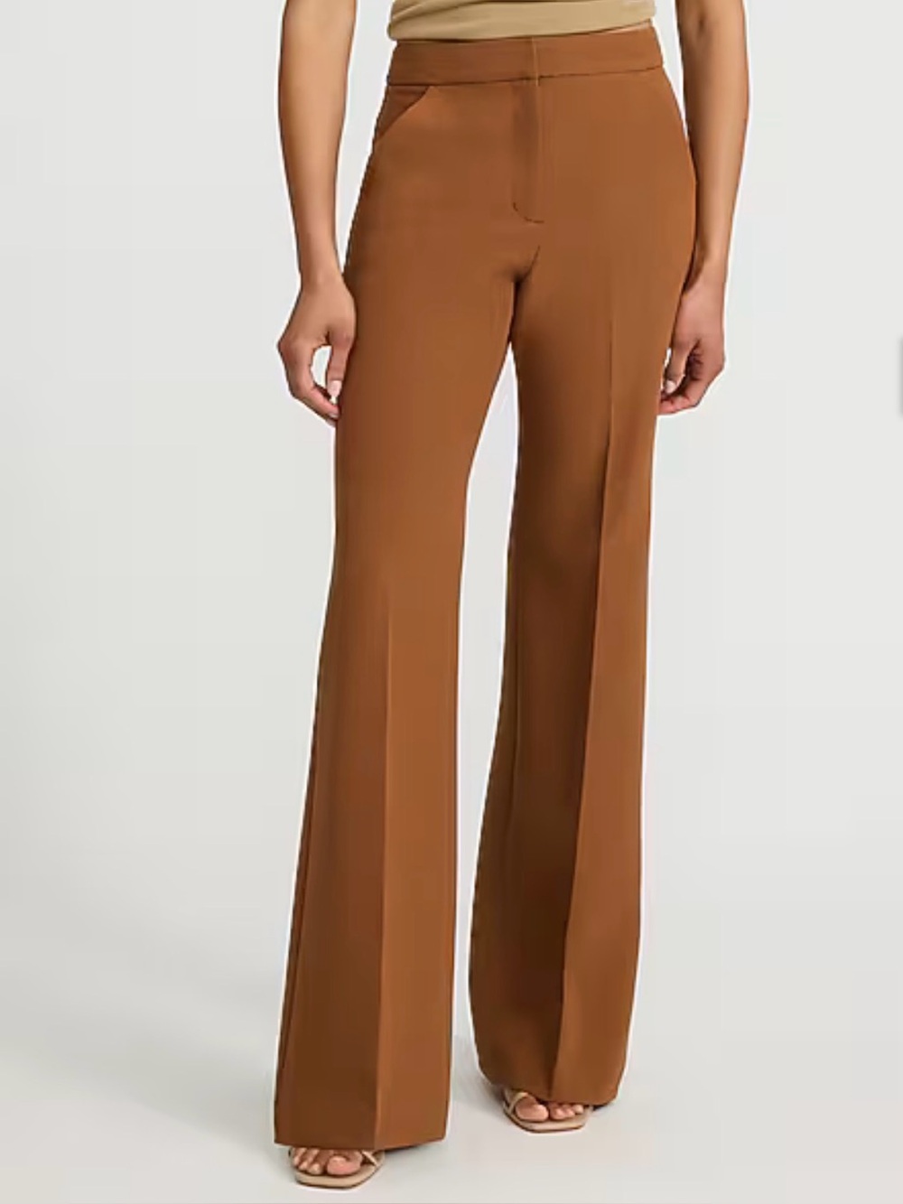 Express Editor High Waisted Flare Trouser in Studio Stretch Twill warm chestnut